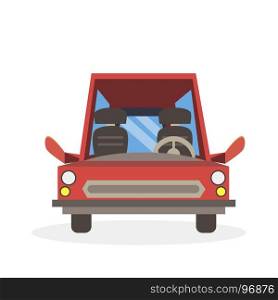 Car cartoon red vector illustration side view isolated road vehicle flat funny sign