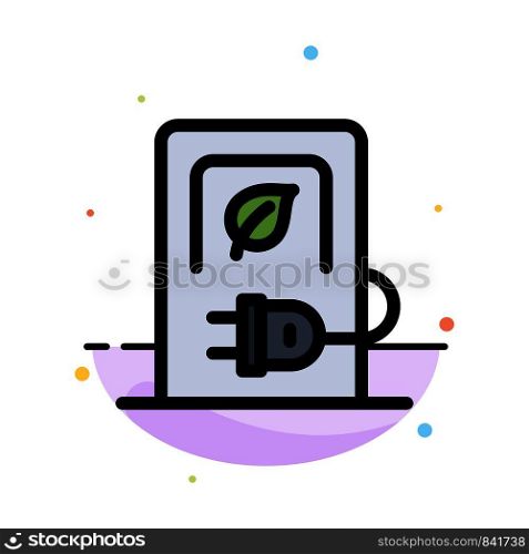 Car, Charging, Electric, Stations, Vehicle Abstract Flat Color Icon Template