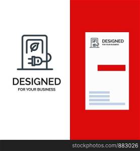 Car, Charging, Electric, Stations, Vehicle Grey Logo Design and Business Card Template