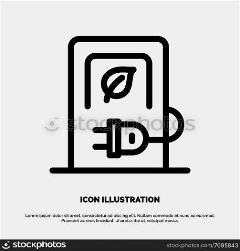 Car, Charging, Electric, Stations, Vehicle Line Icon Vector
