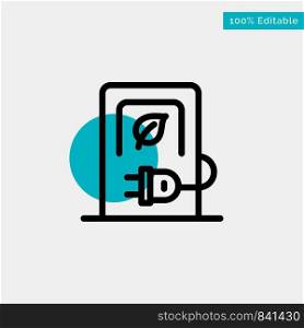 Car, Charging, Electric, Stations, Vehicle turquoise highlight circle point Vector icon