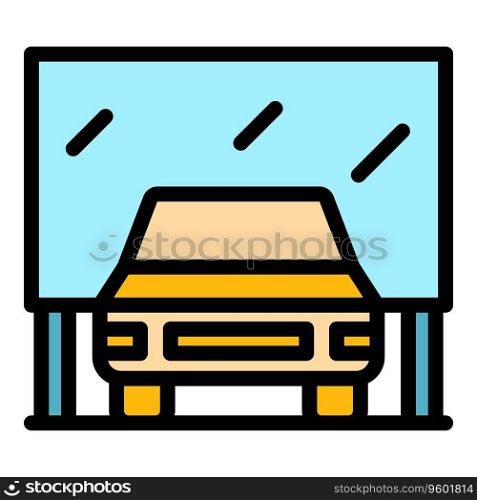 Car cinema icon outline vector. Auto screen. Open air show color flat. Car cinema icon vector flat