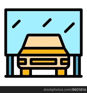 Car cinema icon outline vector. Auto screen. Open air show color flat. Car cinema icon vector flat