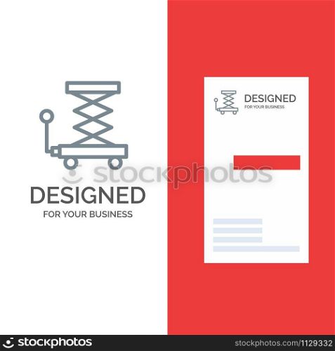 Car, Construction, Lift, Scissor Grey Logo Design and Business Card Template
