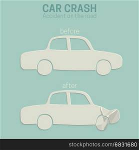 Car crash accident.. Car crash. Cars before and after the accident.