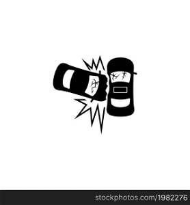 Car Crash Accident. Flat Vector Icon. Simple black symbol on white background. Car Crash Accident Flat Vector Icon