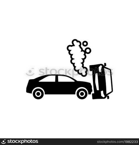 Car Crash. Flat Vector Icon. Simple black symbol on white background. Car Crash Flat Vector Icon