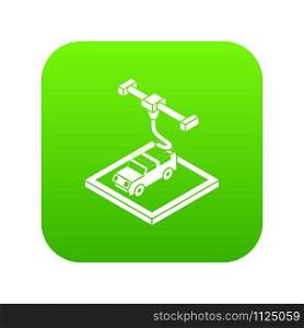 Car d printing icon green vector isolated on white background. Car d printing icon green vector