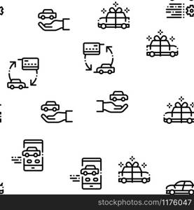 Car Dealership Shop Seamless Pattern Vector Thin Line. Illustrations. Car Dealership Shop Seamless Pattern Vector