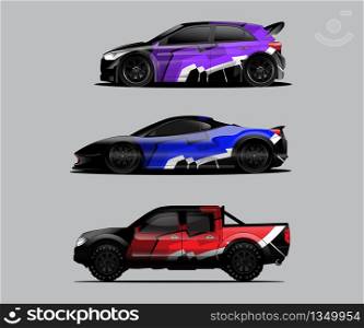 Car decal graphic wrap vector pack, abstract background