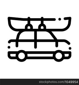 Car Driven Boat Canoeing Icon Vector Thin Line. Contour Illustration. Car Driven Boat Canoeing Icon Vector Illustration
