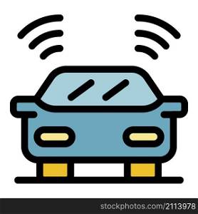 Car driving assistant icon. Outline car driving assistant vector icon color flat isolated. Car driving assistant icon color outline vector
