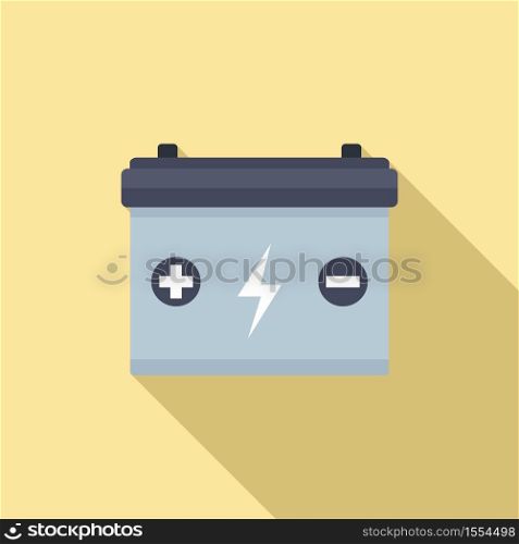 Car electric battery icon. Flat illustration of car electric battery vector icon for web design. Car electric battery icon, flat style