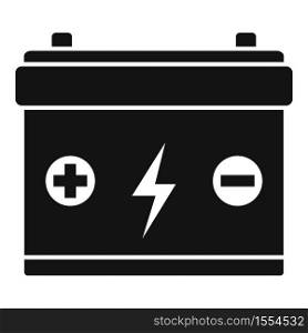 Car electric battery icon. Simple illustration of car electric battery vector icon for web design isolated on white background. Car electric battery icon, simple style