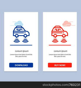 Car, Electric, Network, Smart, wifi Blue and Red Download and Buy Now web Widget Card Template