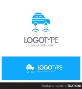 Car, Electric, Network, Smart, wifi Blue Solid Logo with place for tagline