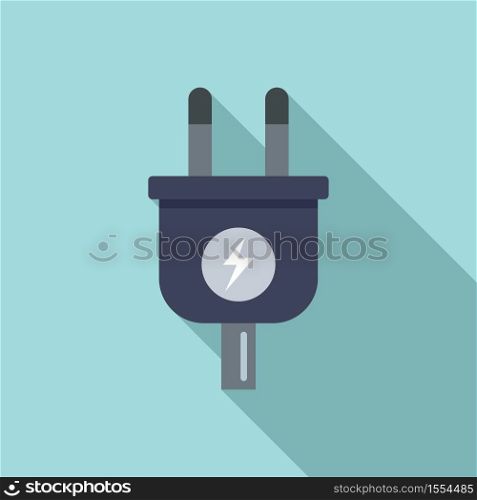 Car electric plug icon. Flat illustration of car electric plug vector icon for web design. Car electric plug icon, flat style