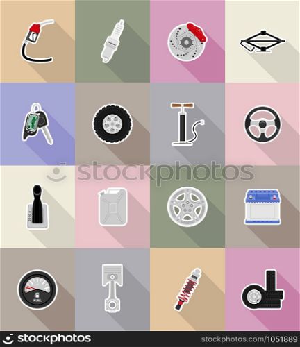 car equipment flat icons vector illustration isolated on background