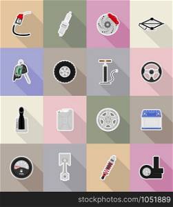 car equipment flat icons vector illustration isolated on background