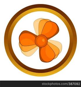 Car fan vector icon in golden circle, cartoon style isolated on white background. Car fan vector icon
