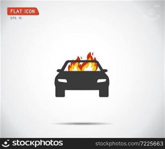 Car fired Vehicle insurance Icon. Flat pictograph Icon design, Vector illustration
