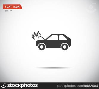 car fired Vehicle insurance Icon. Flat pictograph Icon design, Vector illustration.