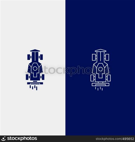 Car, formula, game, racing, speed Line and Glyph web Button in Blue color Vertical Banner for UI and UX, website or mobile application. Vector EPS10 Abstract Template background
