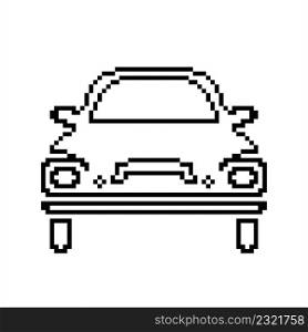 Car Front View Pixel Art, Vehicle Icon Vector Art Illustration, Digital Pixelated Form