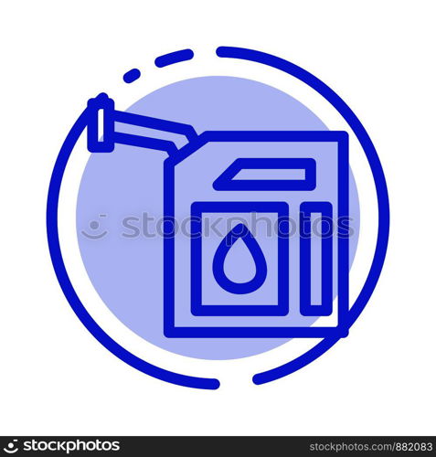 Car, Gas, Petrol, Station Blue Dotted Line Line Icon