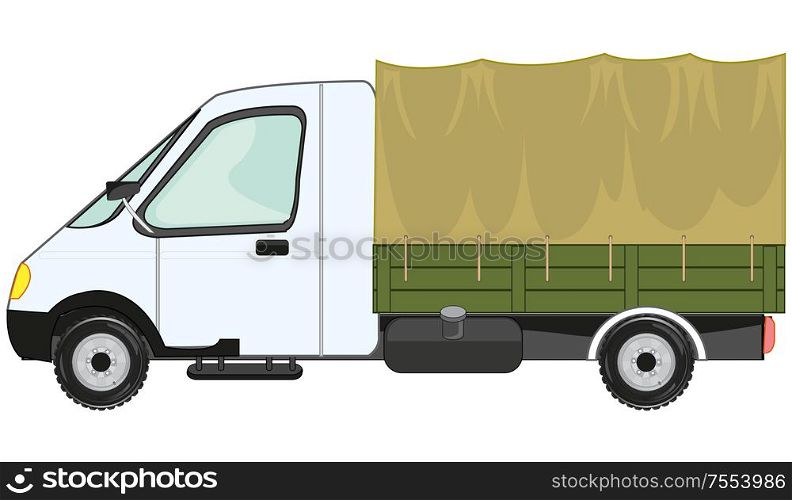 Car gazelle with basket on white background is insulated. Vector illustration of the small car gazelle