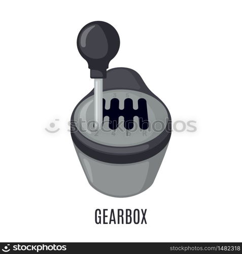 Car gearbox icon in flat style isolated on white background. Vector illustration.. Car gearbox icon in flat style isolated on white background.