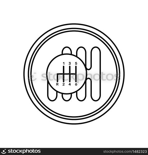 Car gearbox icon in line art style isolated on white background. Vector illustration.. Car gearbox icon in line art style isolated on white background.