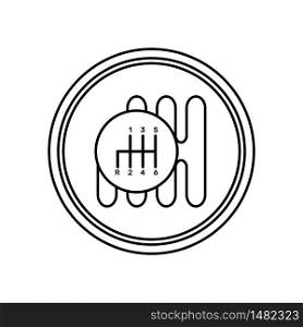 Car gearbox icon in line art style isolated on white background. Vector illustration.. Car gearbox icon in line art style isolated on white background.