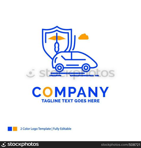 car, hand, insurance, transport, safety Blue Yellow Business Logo template. Creative Design Template Place for Tagline.
