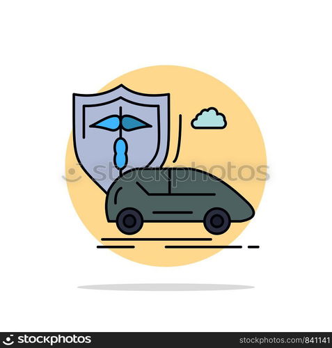 car, hand, insurance, transport, safety Flat Color Icon Vector