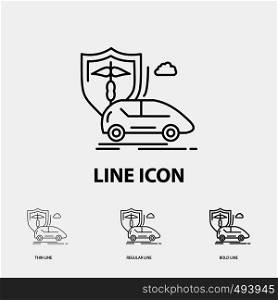 car, hand, insurance, transport, safety Icon in Thin, Regular and Bold Line Style. Vector illustration. Vector EPS10 Abstract Template background
