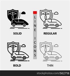 car, hand, insurance, transport, safety Icon in Thin, Regular, Bold Line and Glyph Style. Vector illustration. Vector EPS10 Abstract Template background