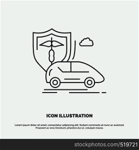 car, hand, insurance, transport, safety Icon. Line vector gray symbol for UI and UX, website or mobile application. Vector EPS10 Abstract Template background