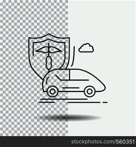 car, hand, insurance, transport, safety Line Icon on Transparent Background. Black Icon Vector Illustration. Vector EPS10 Abstract Template background