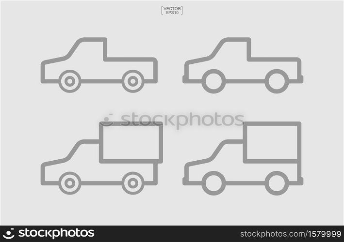 Car icon. Logistics truck icon. Delivery service car symbol. Vector illustration.
