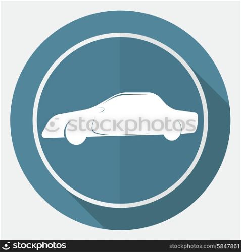 car icon on white circle with a long shadow