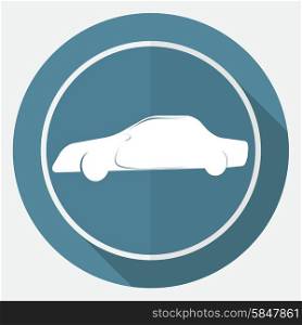 car icon on white circle with a long shadow
