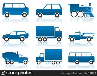 Car icon. Set of icons of cars. A vector illustration