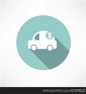 car icon with dollars Flat modern style vector illustration