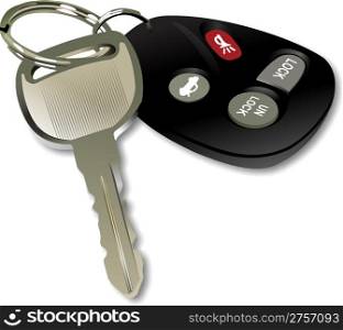 car ignition keys with remote control isolated over white background