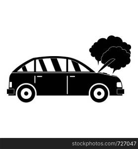 Car in smoke icon. Simple illustration of car in smoke vector icon for web. Car in smoke icon, simple style