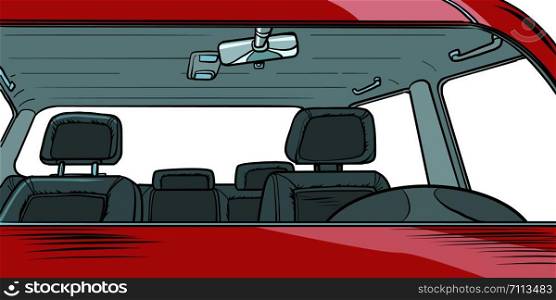 car interior without people. Pop art retro vector illustration drawing. car interior without people