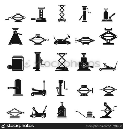 Car jack-screw icons set. Simple set of car jack-screw vector icons for web design on white background. Car jack-screw icons set, simple style