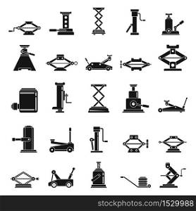 Car jack-screw icons set. Simple set of car jack-screw vector icons for web design on white background. Car jack-screw icons set, simple style