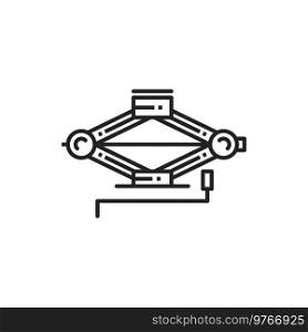 Car jack vector line icon. Car service atuomotive parts, jackscrew sign. Jack screw line icon, automotive car service parts